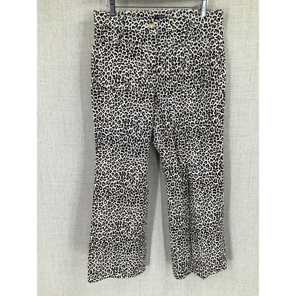 J.Crew Pants Womens 29 Brown Leopard Print Straight Leg Classic Boho Mobwife